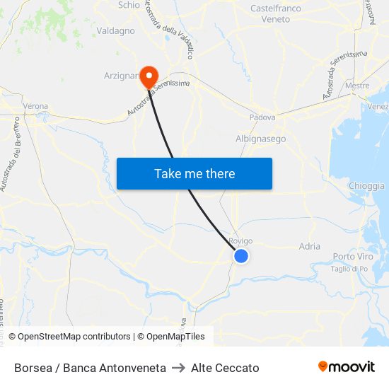 Borsea / Banca Antonveneta to Alte Ceccato map