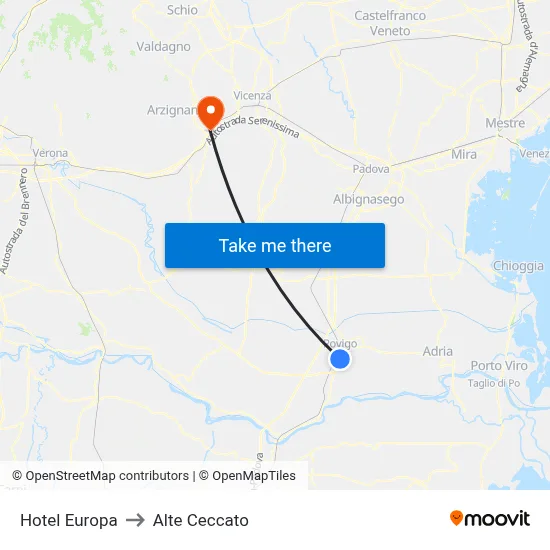 Europa Hotel to Alte Ceccato map