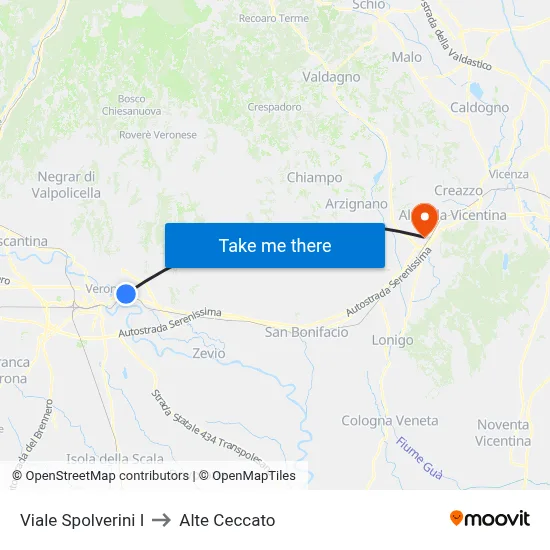 Viale Spolverini I to Alte Ceccato map