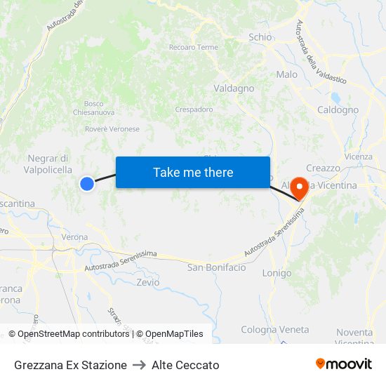 Grezzana Ex Stazione to Alte Ceccato map