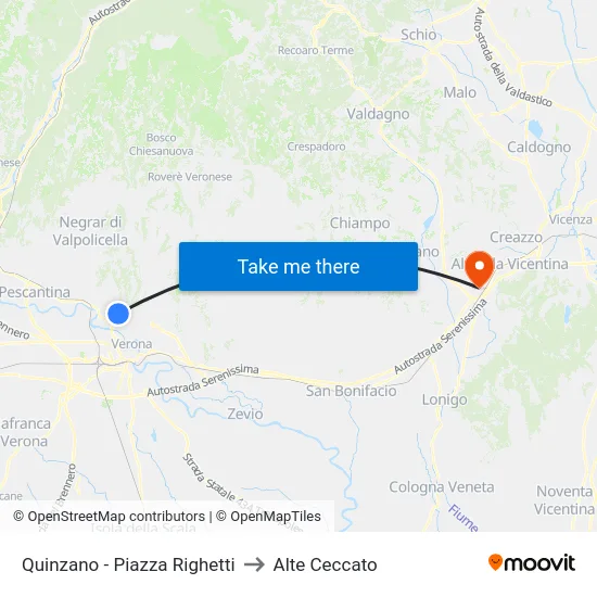Quinzano - Piazza Righetti to Alte Ceccato map