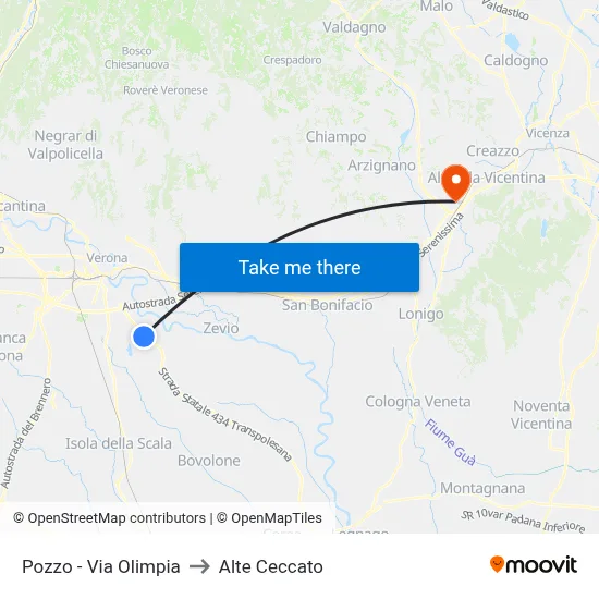 Pozzo - Olympic Street to Alte Ceccato map