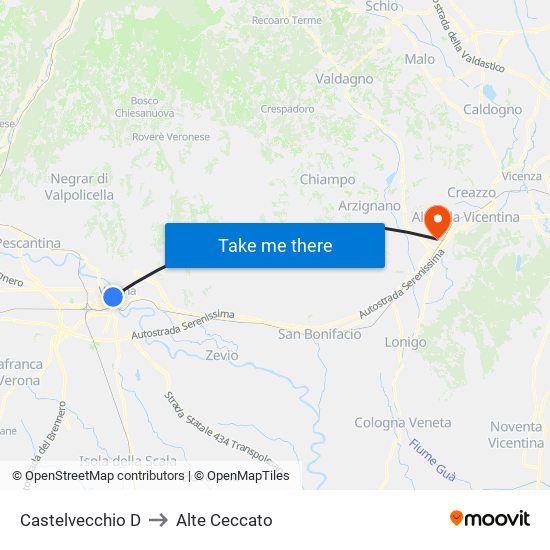 Castelvecchio D to Alte Ceccato map