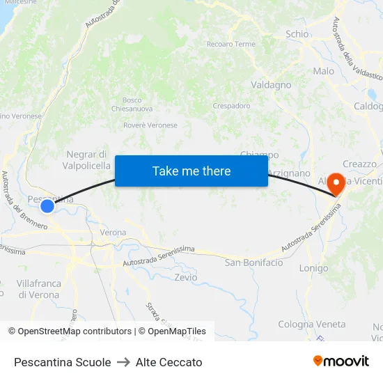 Pescantina Schools to Alte Ceccato map