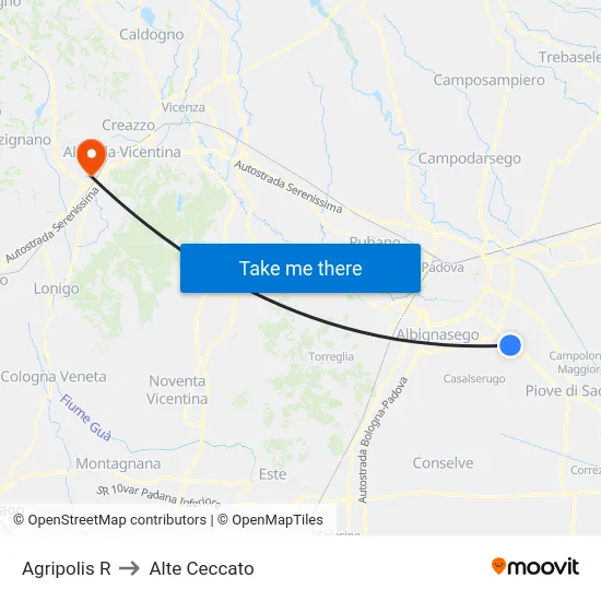 Agripolis R to Alte Ceccato map