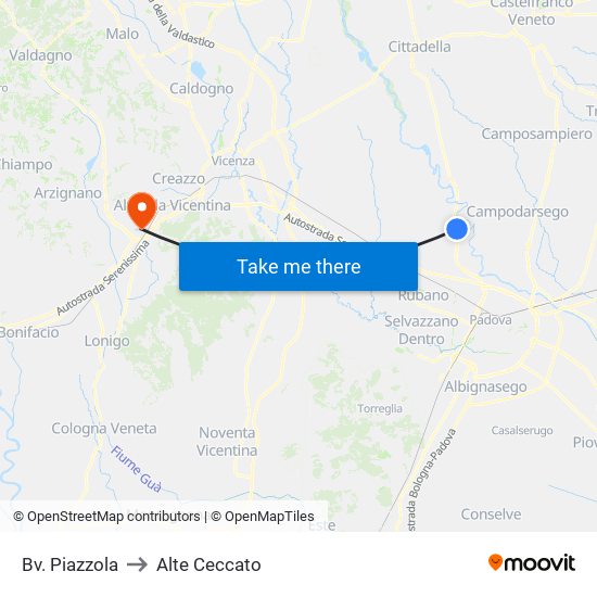 Bv. Piazzola to Alte Ceccato map