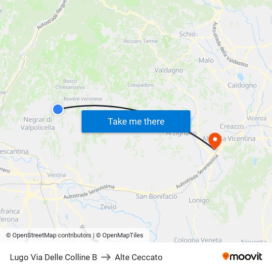 Lugo Via Delle Colline B to Alte Ceccato map