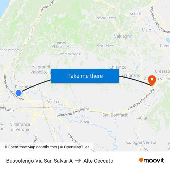 Bussolengo Via San Salvar A to Alte Ceccato map