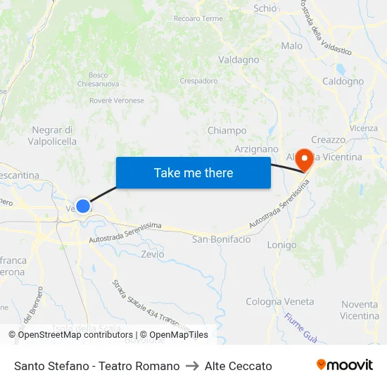 Santo Stefano - Roman Theater to Alte Ceccato map