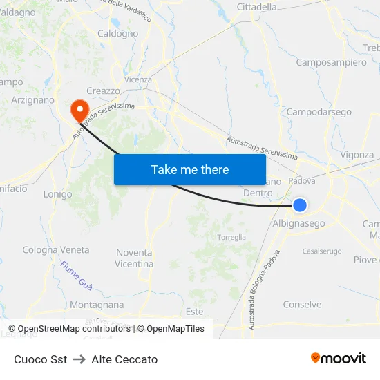 Cuoco Station to Alte Ceccato map