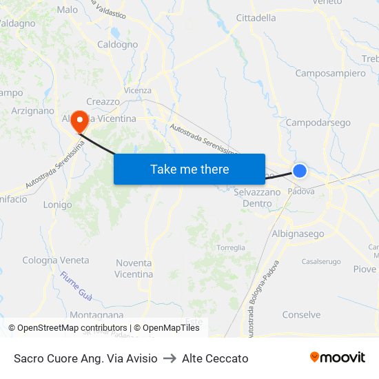 Sacro Cuore Ang. Via Avisio to Alte Ceccato map