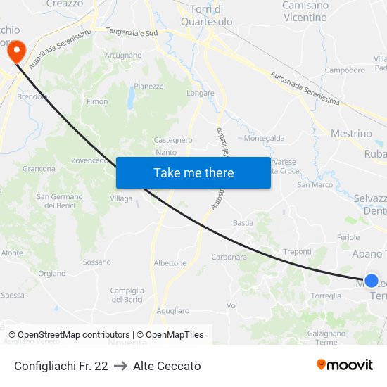 Configliachi Fr. 22 to Alte Ceccato map