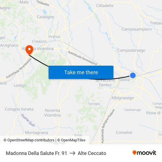 Madonna Della Salute Fr. 91 to Alte Ceccato map