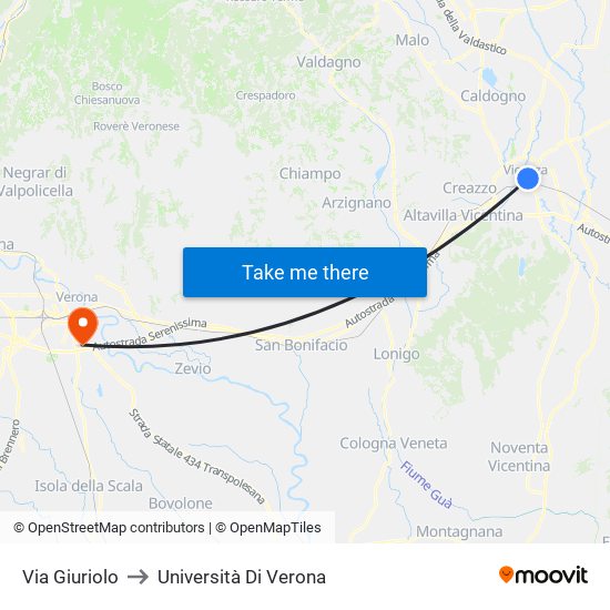 Via Giuriolo to Università Di Verona map