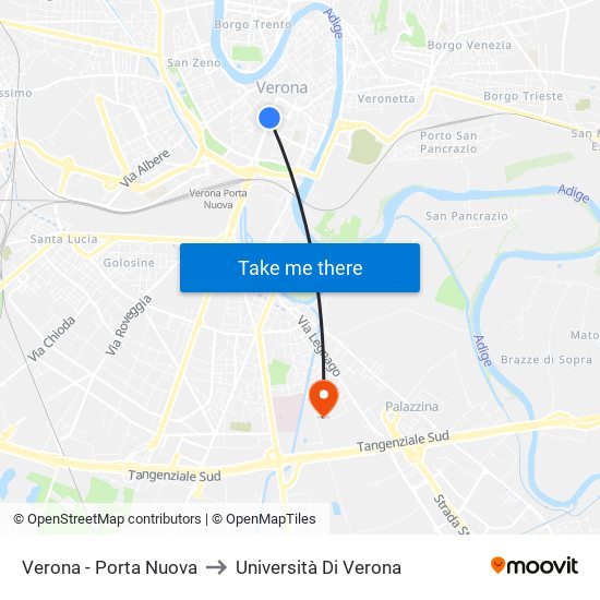 Verona - Porta Nuova to Università Di Verona map