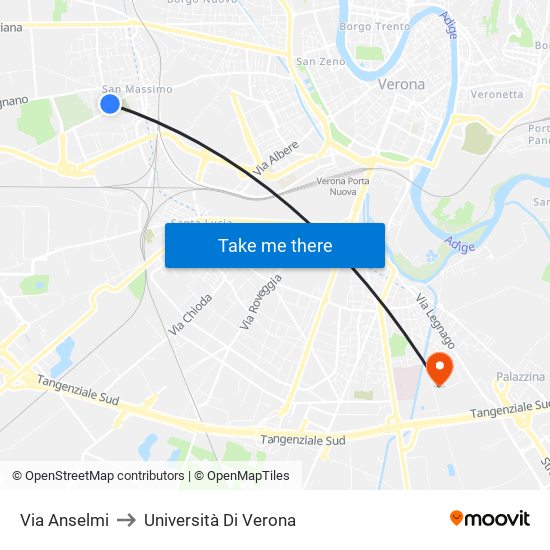 Via Anselmi to Università Di Verona map