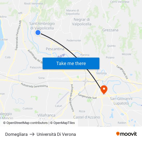 Domegliara to Università Di Verona map