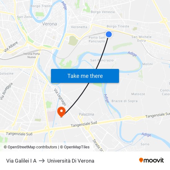 Via Galilei I A to Università Di Verona map