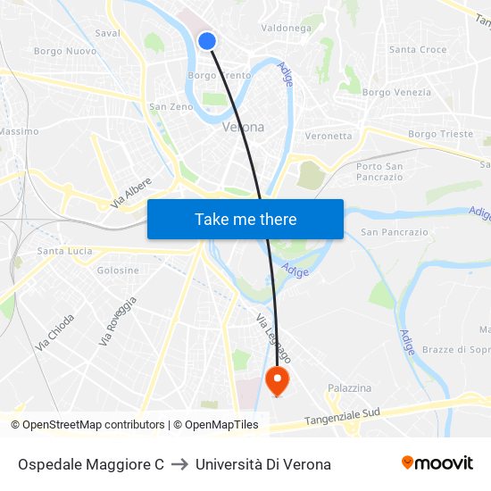 Ospedale Maggiore C to Università Di Verona map