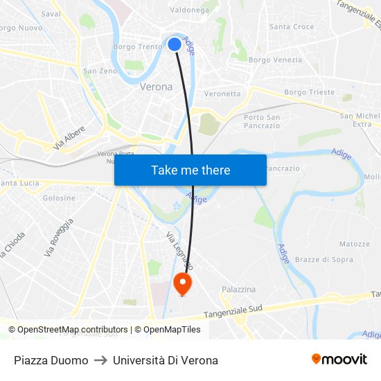 Piazza Duomo to Università Di Verona map