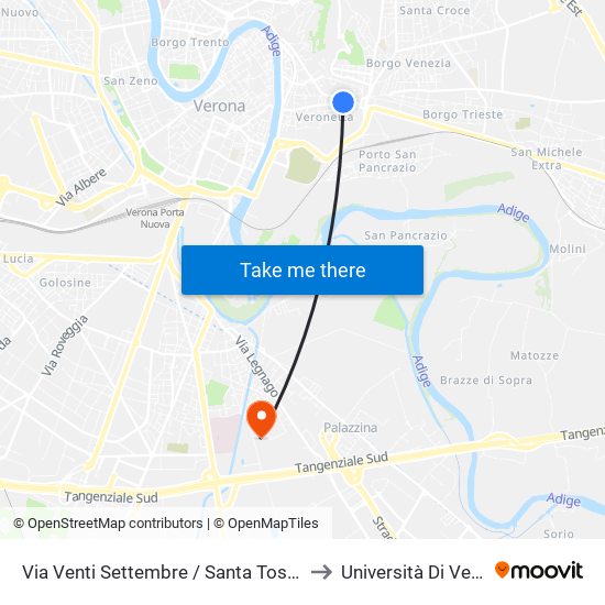 Via Venti Settembre / Santa Toscana A to Università Di Verona map