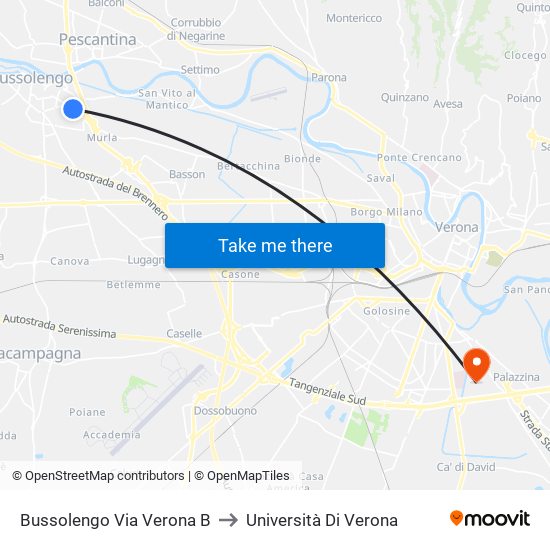 Bussolengo Via Verona B to Università Di Verona map