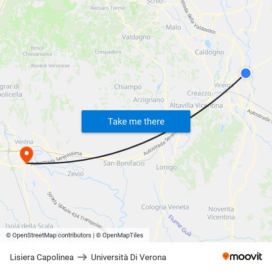 Lisiera Capolinea to Università Di Verona map