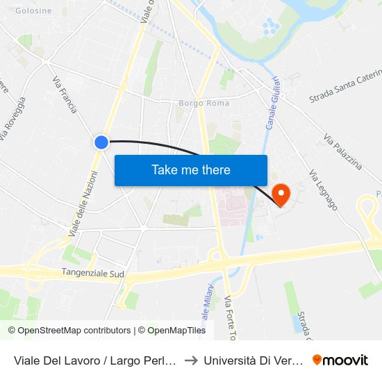 Viale Del Lavoro / Largo Perlar B to Università Di Verona map