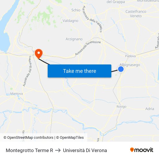 Montegrotto Terme R to Università Di Verona map