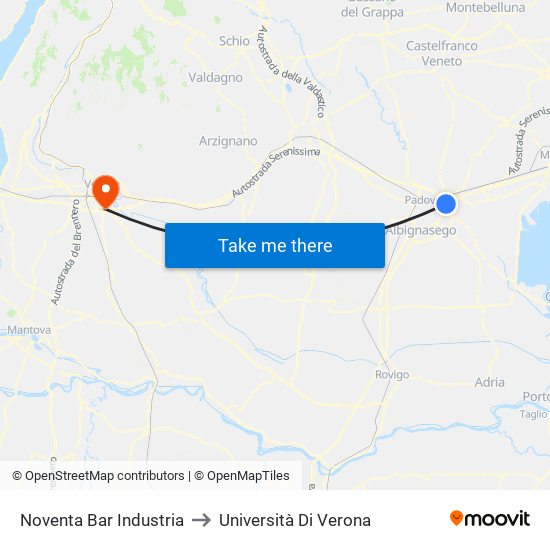 Noventa Bar Industria to Università Di Verona map