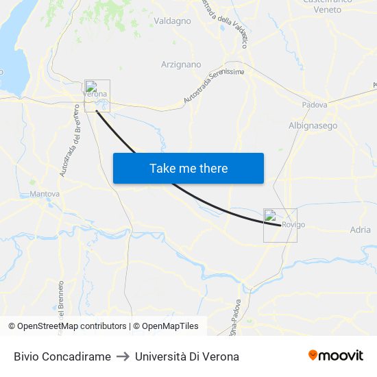 Bivio Concadirame to Università Di Verona map