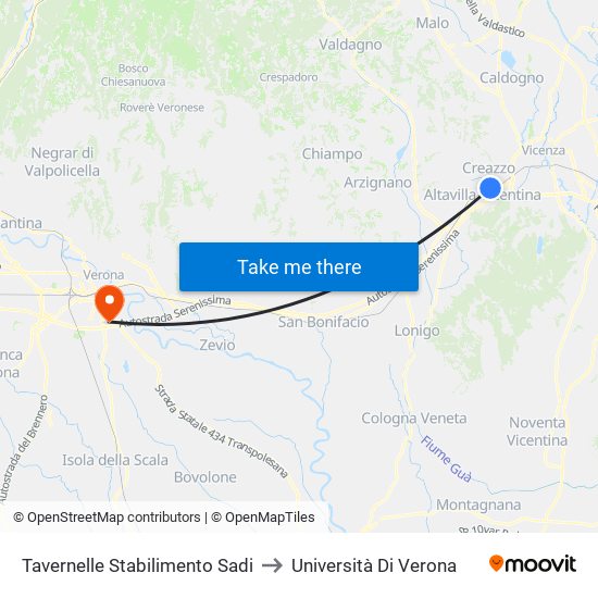 Tavernelle Stabilimento Sadi to Università Di Verona map