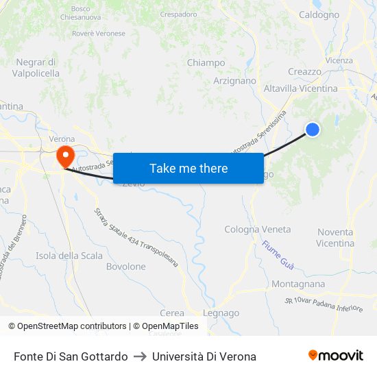 Fonte Di San Gottardo to Università Di Verona map