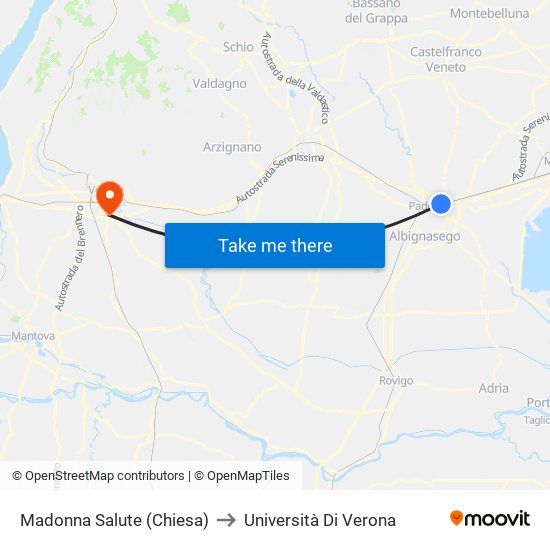 Madonna Salute (Chiesa) to Università Di Verona map
