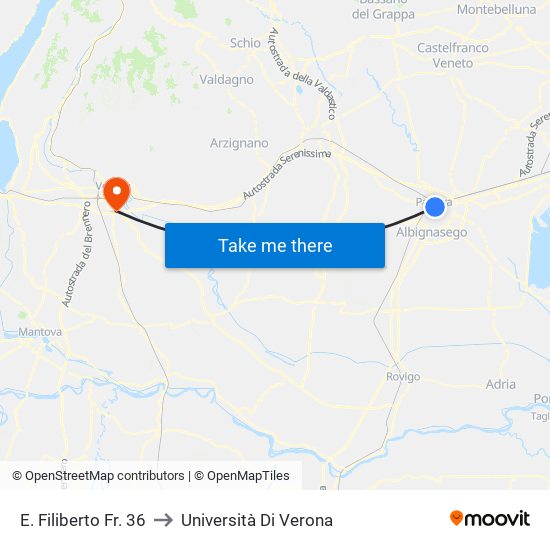 E. Filiberto Fr. 36 to Università Di Verona map
