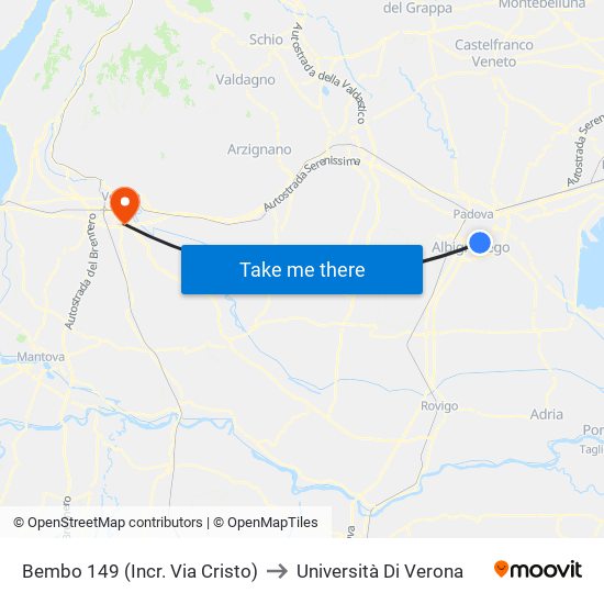 Bembo 149 (Incr. Via Cristo) to Università Di Verona map