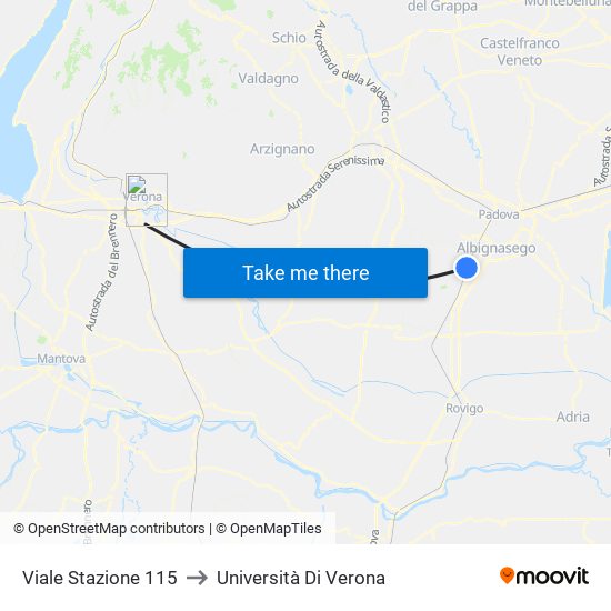 Viale Stazione 115 to Università Di Verona map
