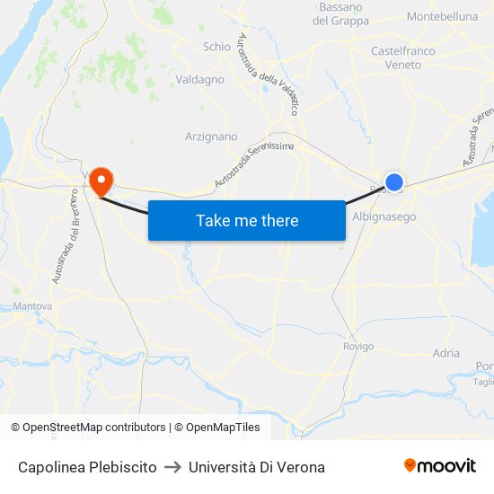 Capolinea Plebiscito to Università Di Verona map
