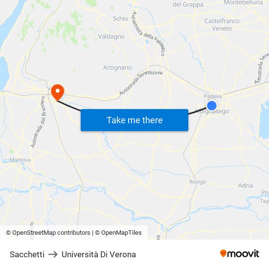 Sacchetti to Università Di Verona map