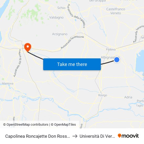 Capolinea Roncajette Don Rossi Psn to Università Di Verona map