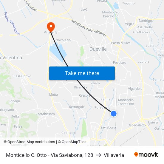 Monticello C. Otto - Via Saviabona, 128 to Villaverla map