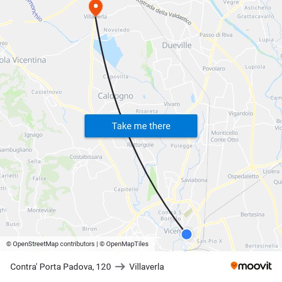Contra' Porta Padova, 120 to Villaverla map