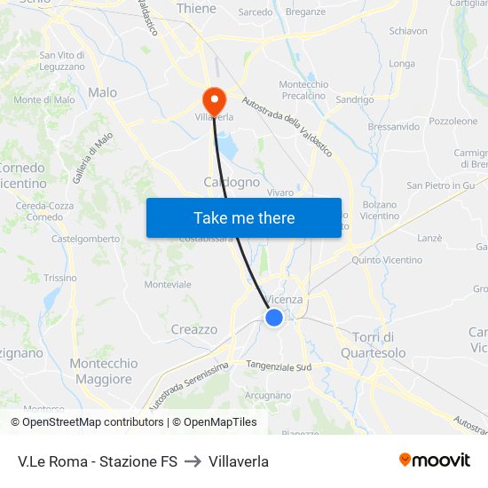 V.Le Roma - Stazione FS to Villaverla map