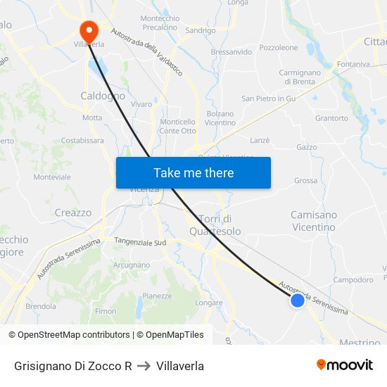 Grisignano Di Zocco R to Villaverla map