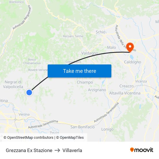 Grezzana Ex Stazione to Villaverla map