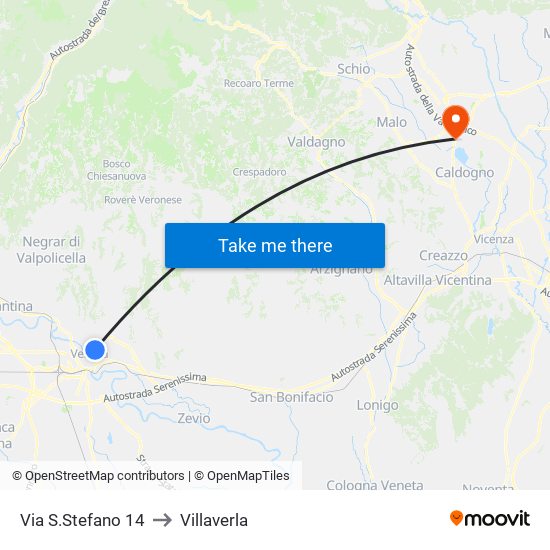 Via S.Stefano 14 to Villaverla map