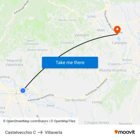 Castelvecchio C to Villaverla map