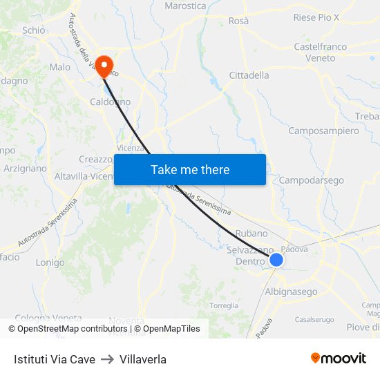 Istituti Via Cave to Villaverla map