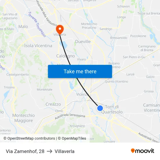 Zamenhof Street, 28 to Villaverla map