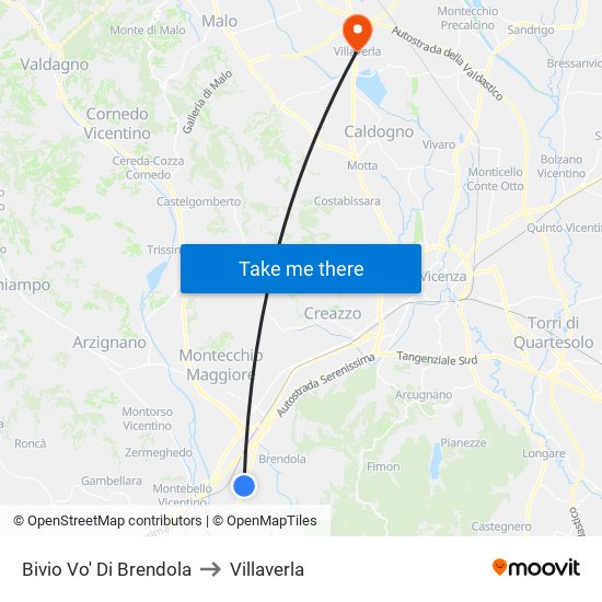 Bivio Vo' Di Brendola to Villaverla map